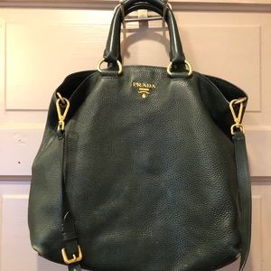 Prada Green Leather Tote Bag